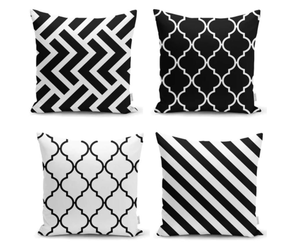 Set 4 fete de perna Minimalist Home World, Minimalist Cushion Covers Black White Ogea Zigzag Striped, poliester, bumbac, 45x45 c - Minimalist Home World, Multicolor