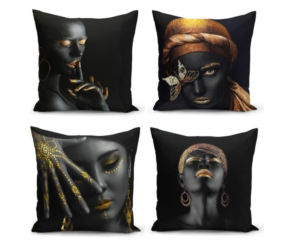 Set 4 fete de perna Minimalist Cushion Covers Black Lives Matter Post Modern African 45x45 cm - Minimalist Home World, Multicolor