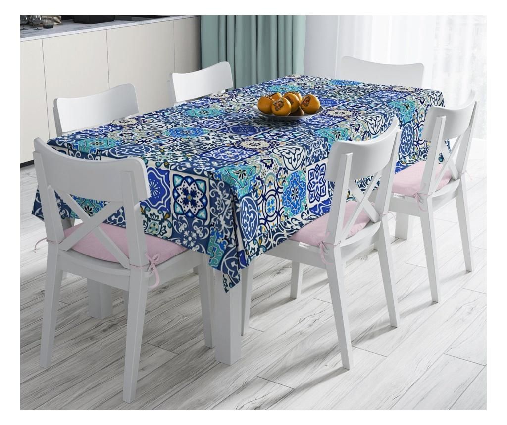 Fata de masa Minimalist Home World, Minimalist Tablecloths Bohemian Retro Mandala Blue, poliester, bumbac, 120x140 cm - Minimalist Home World, Multicolor