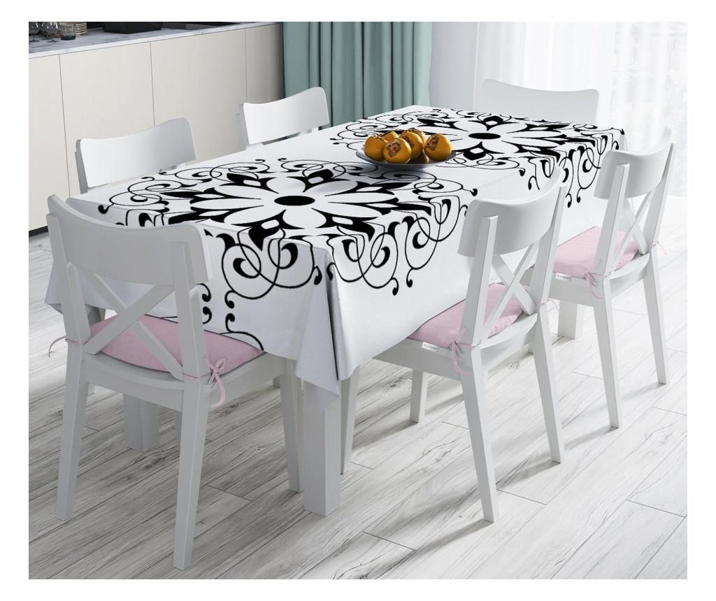 Fata de masa Black and White Ethnic Mandala Boho Design 120x140 cm - Minimalist Tablecloths, Multicolor