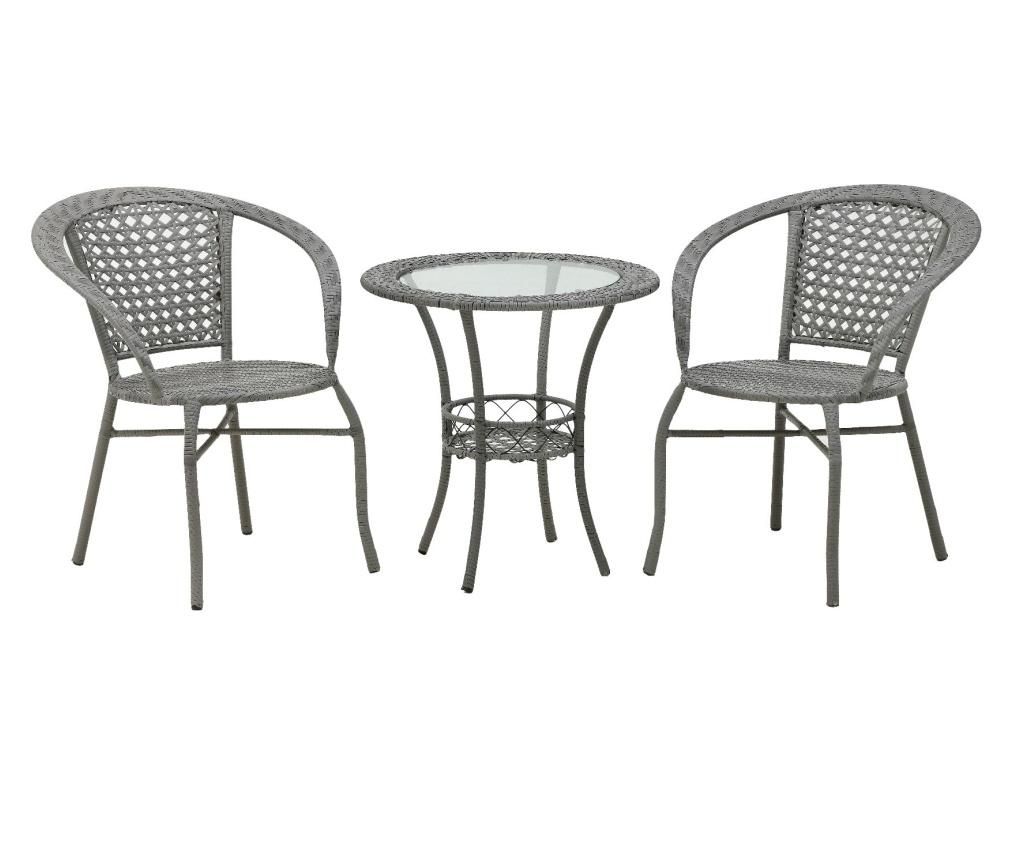 Set masa si 2 scaune - Click, Gri & Argintiu