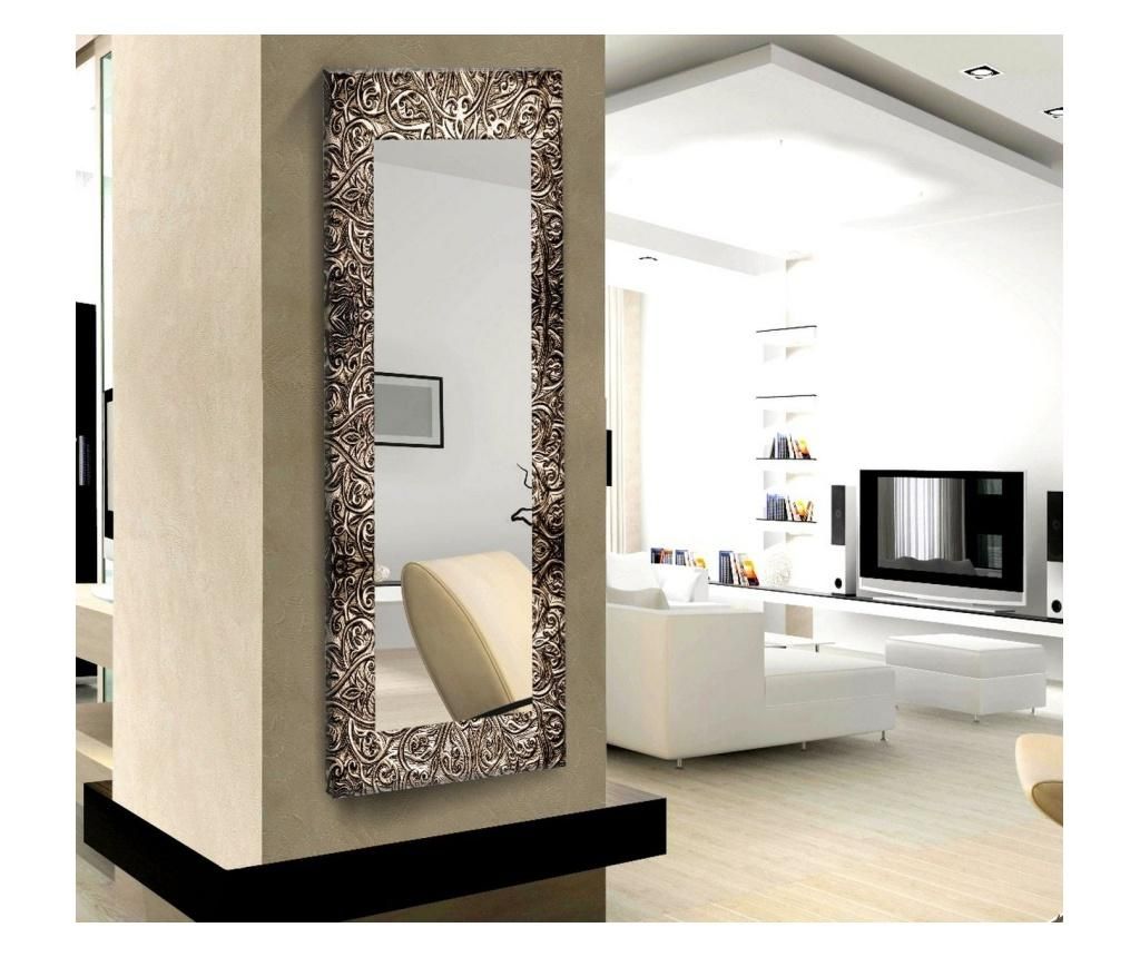 Oglinda decorativa Oyo Concept, lemn, 40×5 cm – Oyo Concept, Gri & Argintiu Oyo Concept