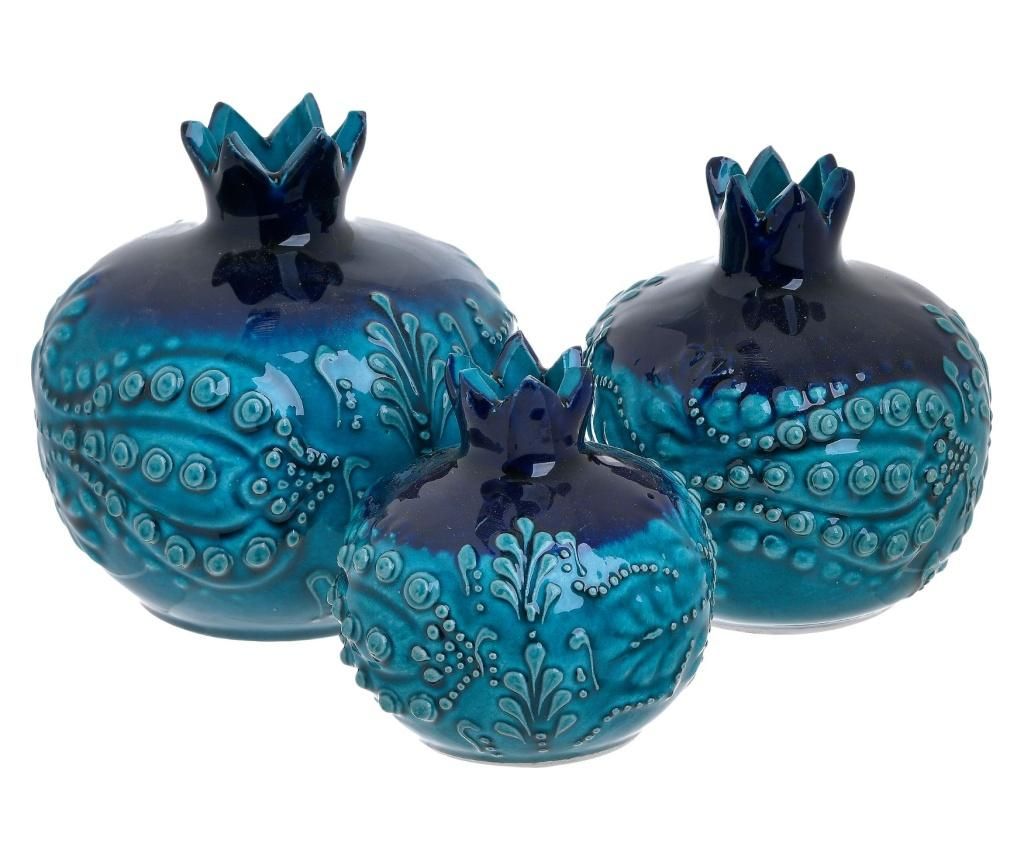 Set 3 vase decorative Pomedranate – inart, Albastru inart