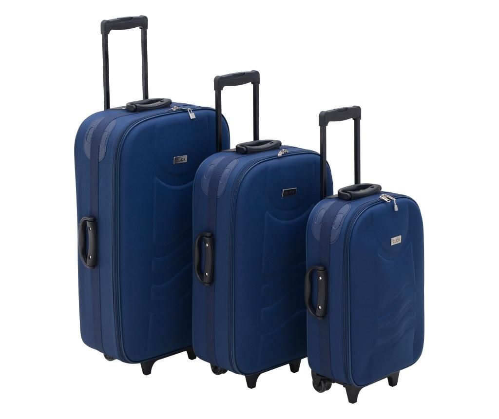 Set 3 valize Click, fier - Click, Albastru
