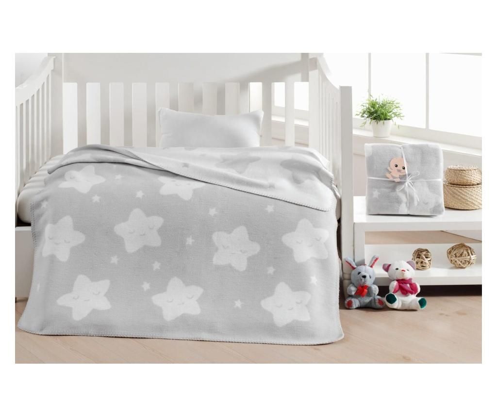 Patura pentru patut Star Light Grey 100x120 cm - Nordeca, Gri & Argintiu