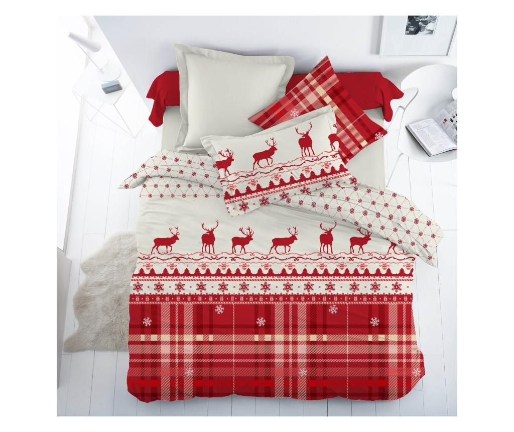 Lenjerie de pat King Ranforce Santa V2 - Majoli Bahar Home Collection, Rosu