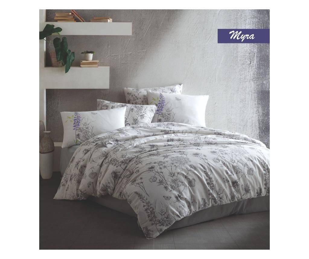 Lenjerie de pat King Ranforce Myra v1 - Majoli Bahar Home Collection, Gri & Argintiu