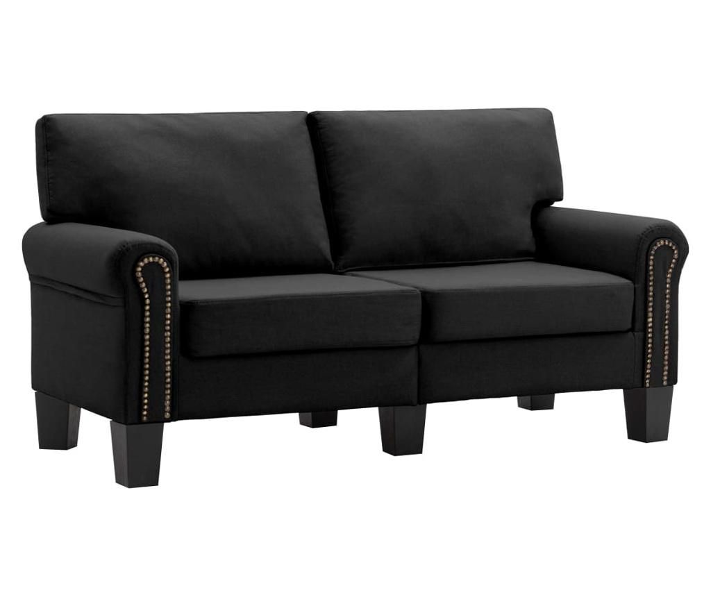 Canapea cu 2 locuri, negru, material textil - vidaXL