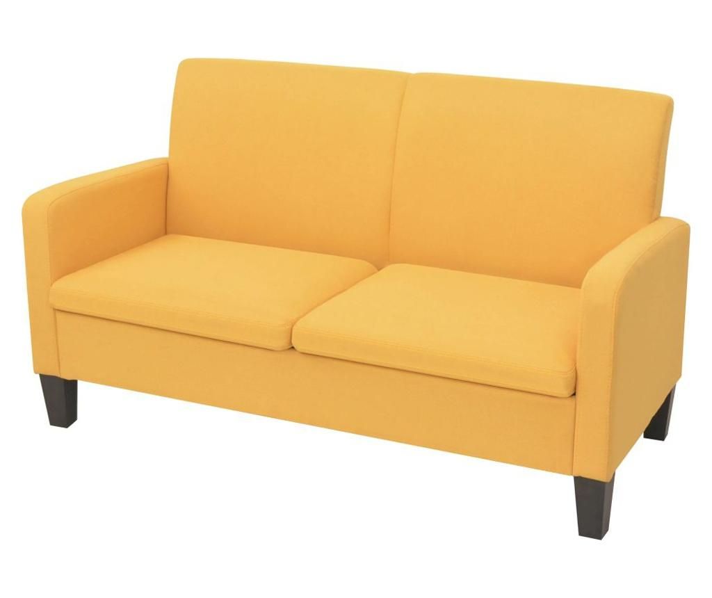 Canapea cu 2 locuri, 135 x 65 x 76 cm, galben - vidaXL