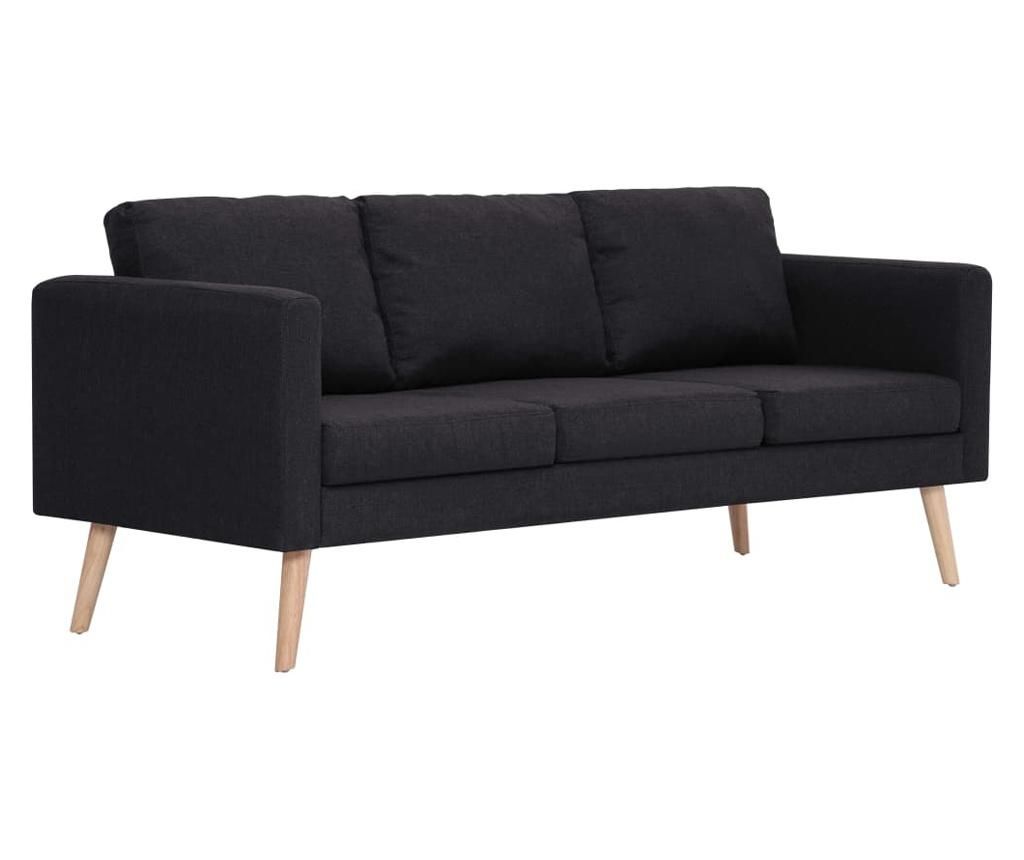 Canapea cu 3 locuri, negru, material textil - vidaXL