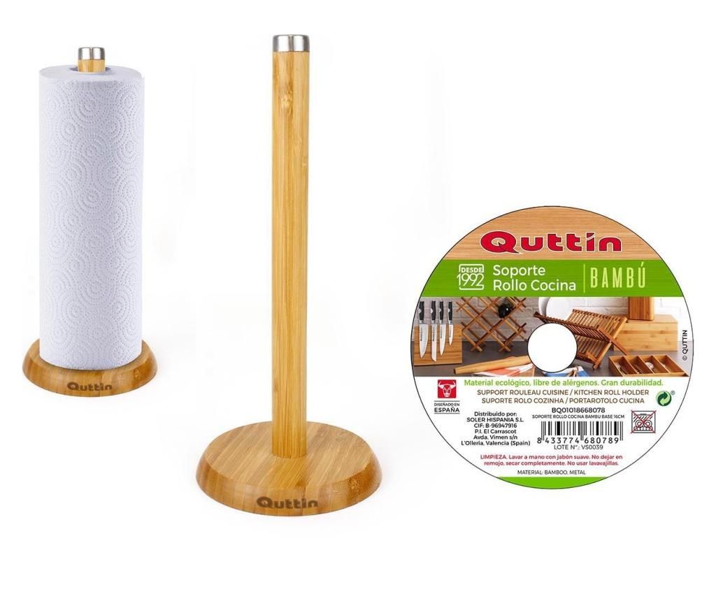 Suport pentru role de hartie Quttin, bambus, 16x16x34 cm – QUTTIN, Maro QUTTIN imagine 2022