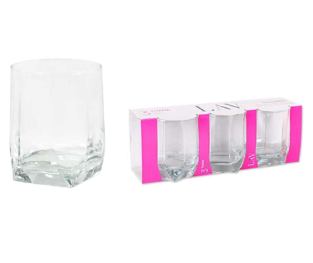 Set 3 pahare Lav, sticla, transparent – LAV, Alb LAV imagine 2022
