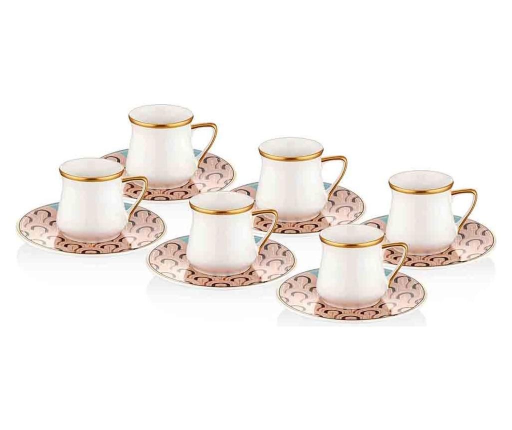 Set 6 cesti si 6 farfurioare pentru cafea - Mia, Negru