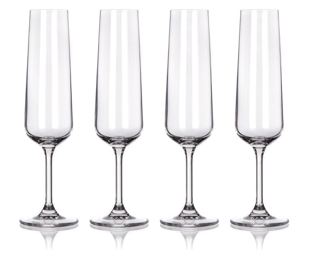Set 4 pahare pentru sampanie Maison Forine, Marta, sticla, alb, 205 ml – Maison Forine, Alb Maison Forine imagine 2022
