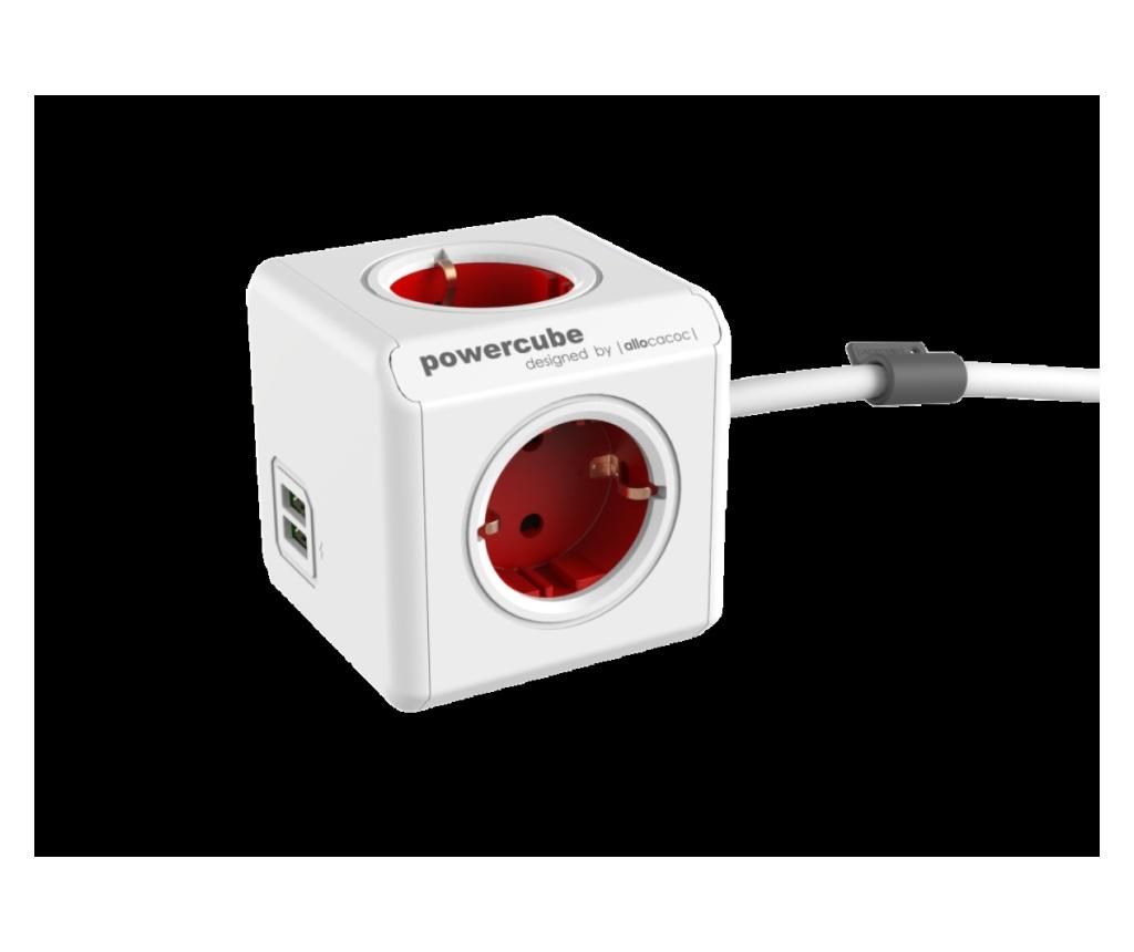 Powercube Extended USB 150cm Rosu - DesignNest