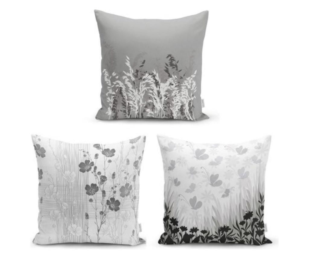 Set 3 fete de perna Minimalist Cushion Covers Gray Trees Leave - Minimalist Home World, Multicolor