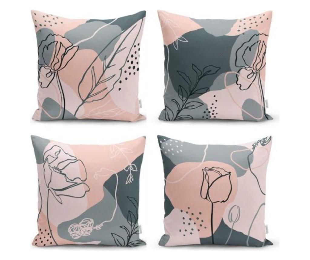 Set 4 fete de perna Minimalist Cushion Covers Draw Art - Minimalist Home World, Multicolor