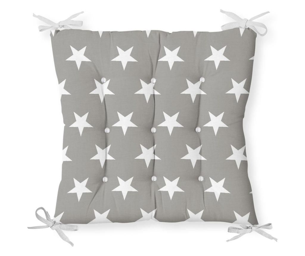 Perna de sezut Minimalist Cushion Covers Gray White Stars 40x40 cm - Minimalist Home World, Alb