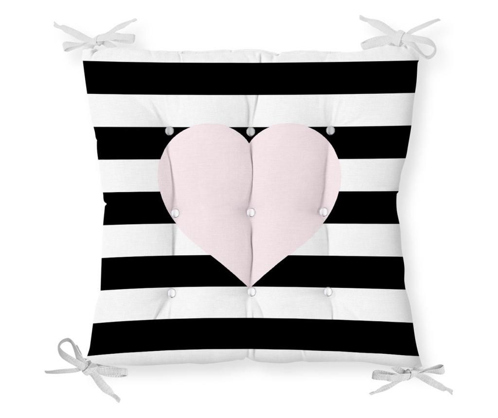 Perna de sezut Minimalist Home World, Minimalist Cushion Covers Black White Pink Heart, bumbac, , 40x40 cm, multicolor - Minimalist Home World, Negru