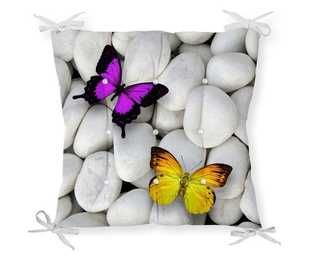 Perna de sezut Minimalist Home World, Minimalist Cushion Covers Butterfly Yellow Purple, bumbac, , 40×40 cm – Minimalist Home World, Mov Minimalist Home World pret redus
