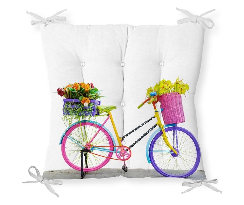 Perna de sezut Minimalist Home World, Minimalist Cushion Covers Bicycle Flower, bumbac, , 40×40 cm – Minimalist Home World, Albastru Minimalist Home World pret redus