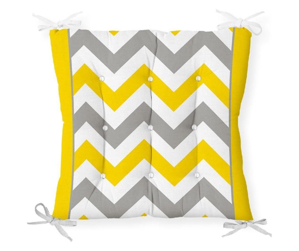 Perna de sezut Minimalist Cushion Covers Yellow Gray Zigzag 40×40 cm – Minimalist Home World, Alb Minimalist Home World