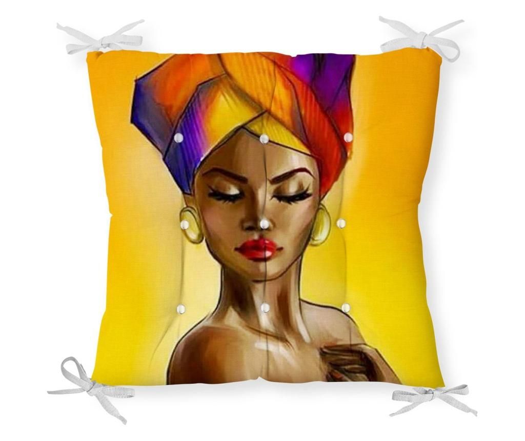 Perna de sezut Minimalist Home World, Minimalist Cushion Covers African Woman Yellow, bumbac, , 40×40 cm – Minimalist Home World, Maro Minimalist Home World pret redus