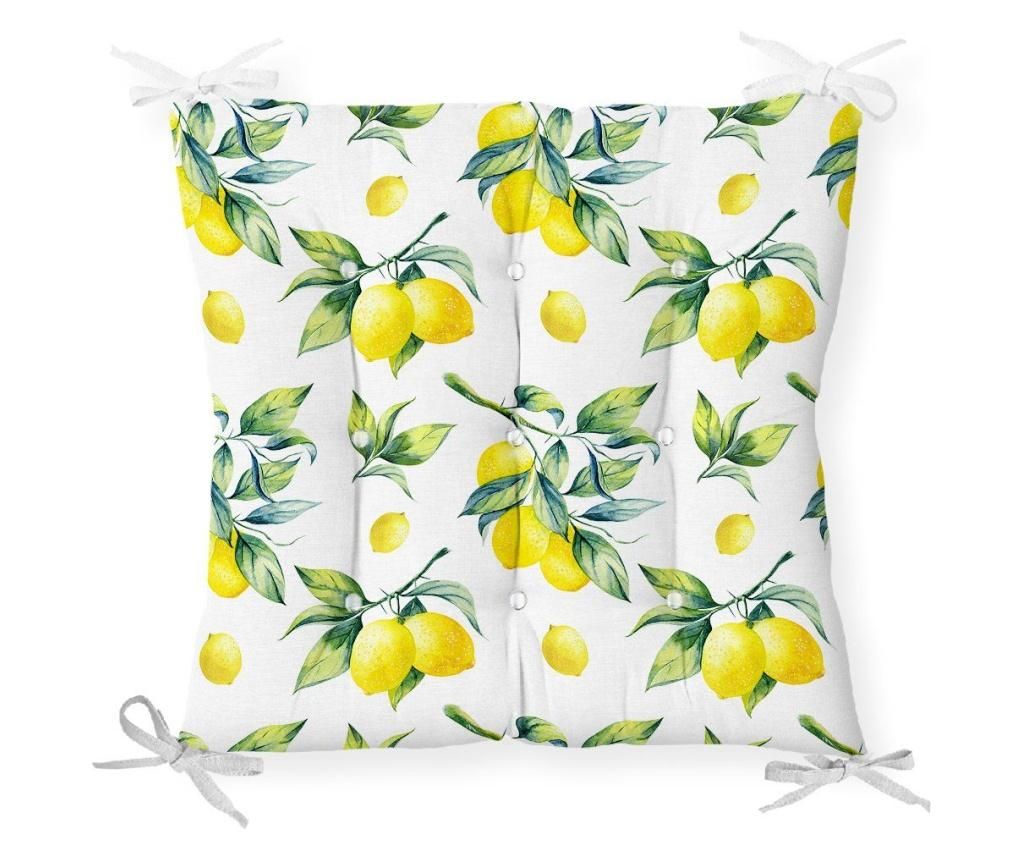 Perna de sezut Minimalist Cushion Covers White Yellow Lemon 40×40 cm – Minimalist Home World, Alb