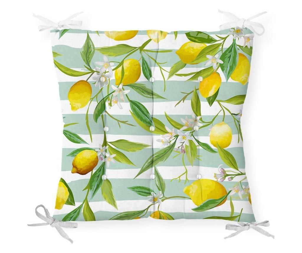 Perna de sezut Green White Yellow Lemon 40x40 cm - Minimalist Cushion Covers, Verde