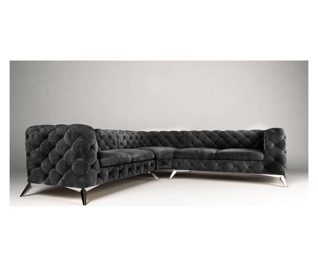 Coltar Ropez, Chesterfield Chelsea Black, 262x262x73 cm - ROPEZ, Negru