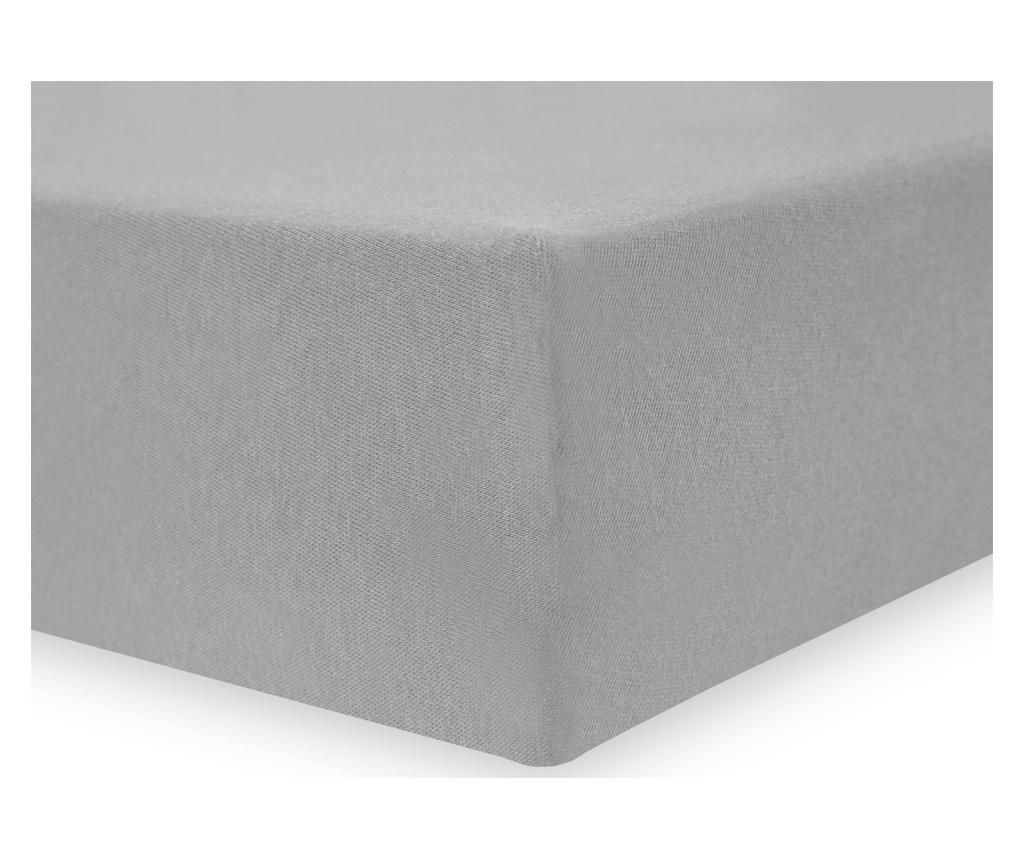 Cearsaf de pat cu elastic Decoking, Amber, bumbac, 90×200 cm, otel – DecoKing, Gri & Argintiu DecoKing