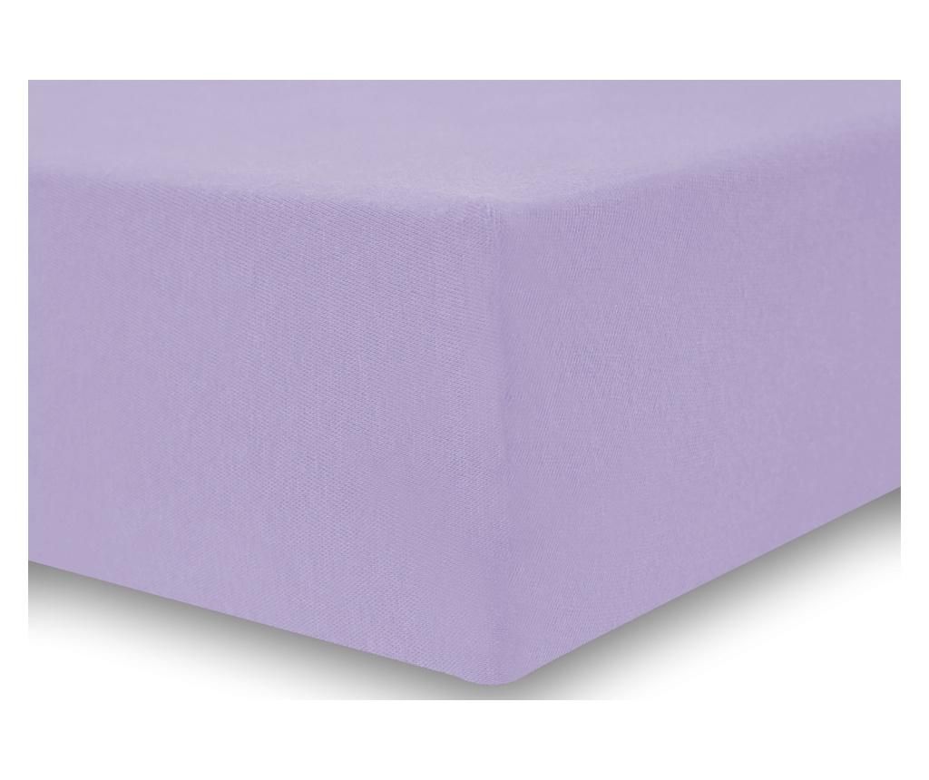 Cearsaf de pat cu elastic Decoking, Amber, bumbac, 90×200 cm, violet – DecoKing, Mov DecoKing