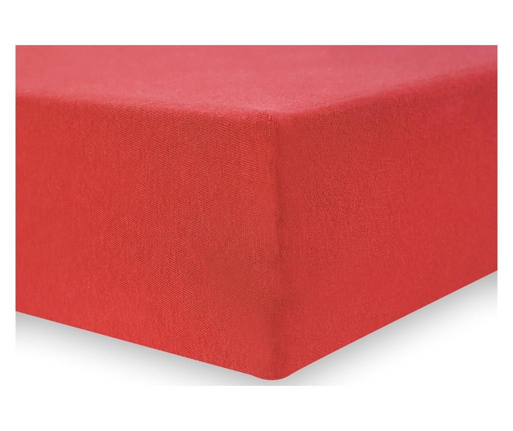 Cearsaf de pat cu elastic Amber 160×200 cm DecoKing, bumbac, rosu – DecoKing, Rosu