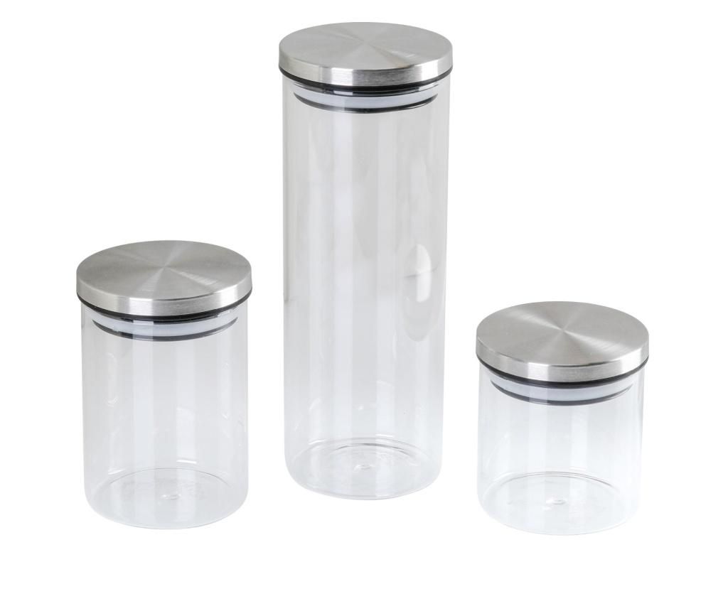 Set 3 borcane cu capac Axentia, sticla borosilicata, transparent/argintiu – Axentia, Gri & Argintiu Axentia imagine 2022