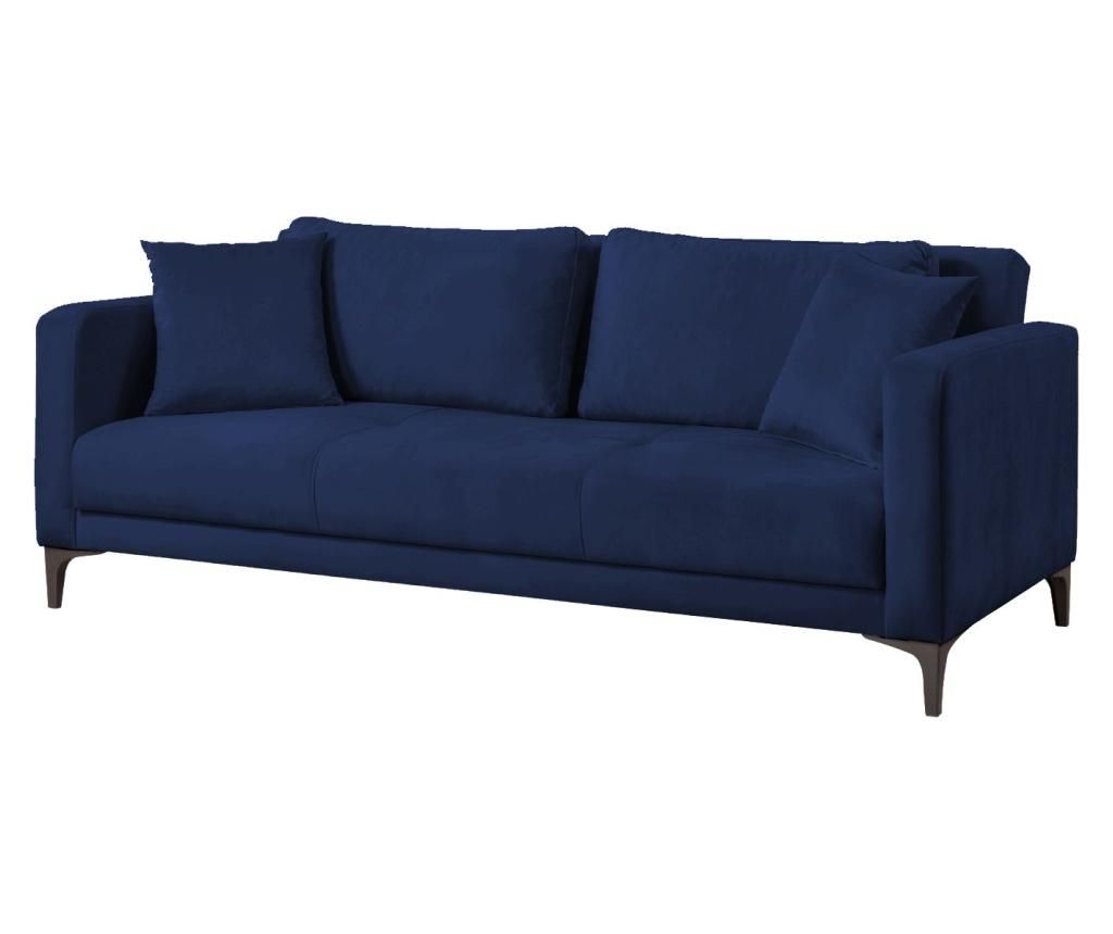 Canapea extensibila 3 locuri Gauge Concept, Velvet Navy Blue, 205x95x80 cm - Gauge Concept, Albastru