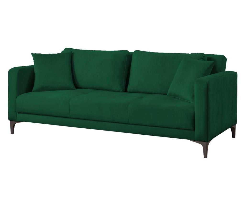 Canapea extensibila 3 locuri Velvet Dark Green - Gauge Concept, Verde