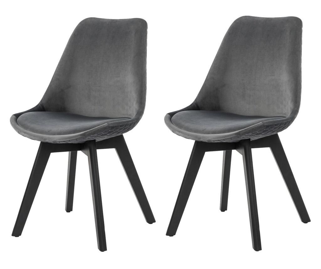Set 2 scaune Salesfever, 57x49x84 cm - SalesFever, Gri & Argintiu