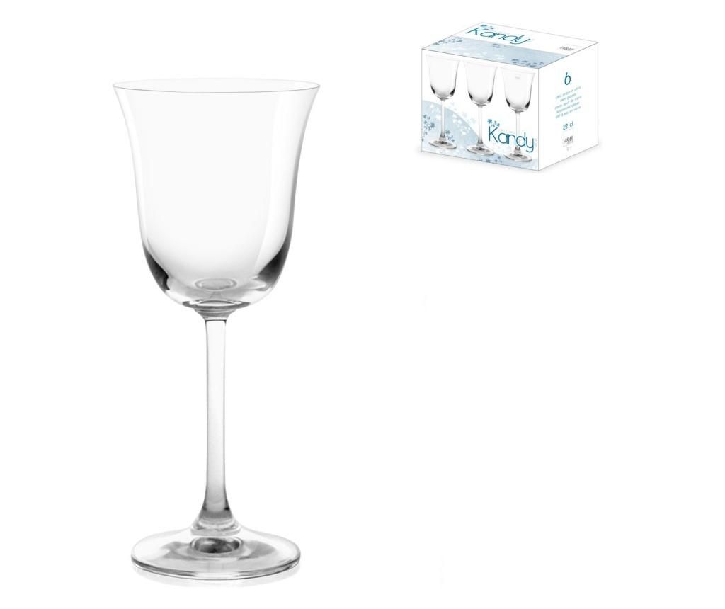 Set 6 pahare pentru apa Kandy 220 ml - H&H, Alb