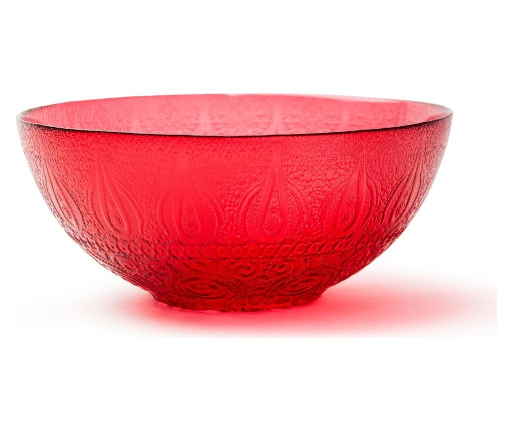Bol Excelsa, Red Arabesque, sticla centrifugata, rosu, 23x23x10 cm - Excelsa, Rosu