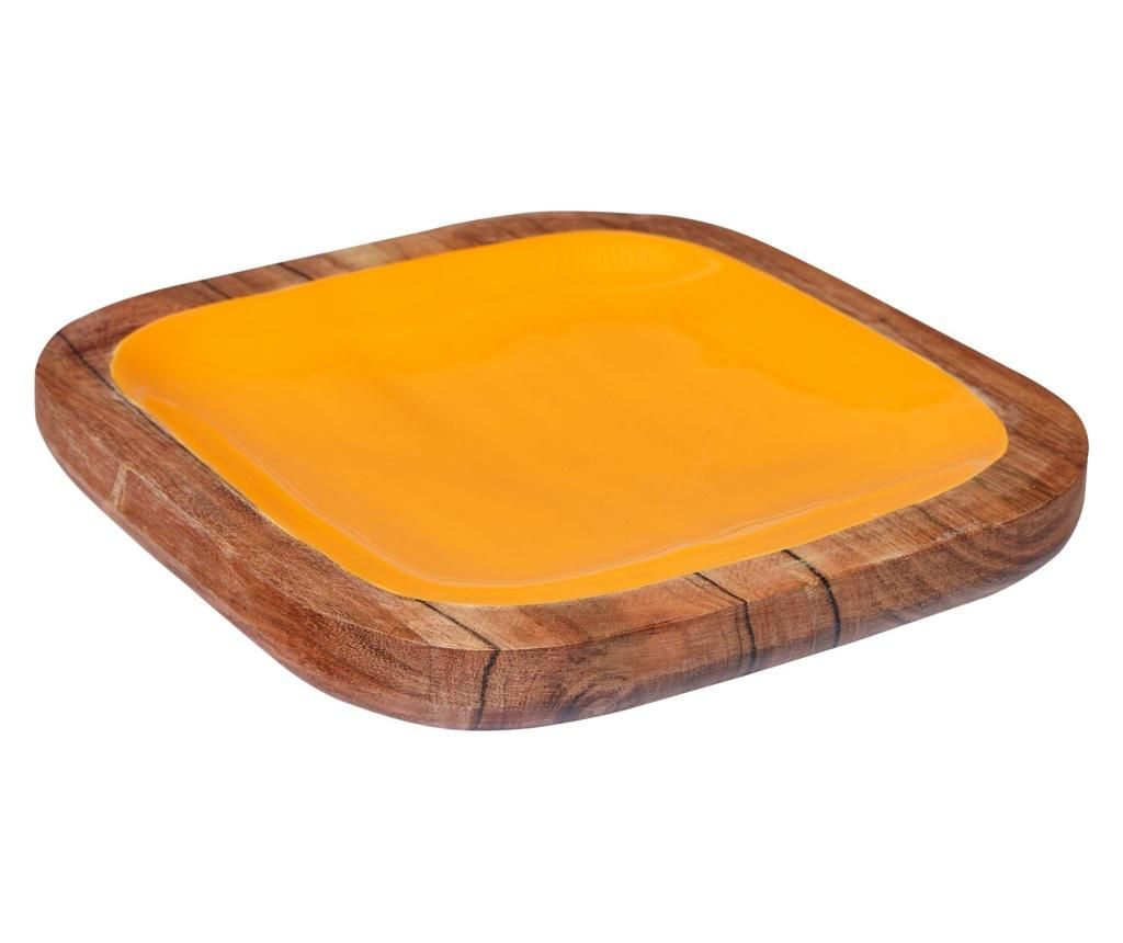 Platou pentru servire Novita Home, lemn de mango, bej/galben, 18x18x3 cm - Novita Home, Crem