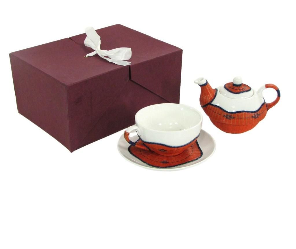 Set ceasca de ceai cu farfurioara si ceainic – VACCHETTI, Portocaliu