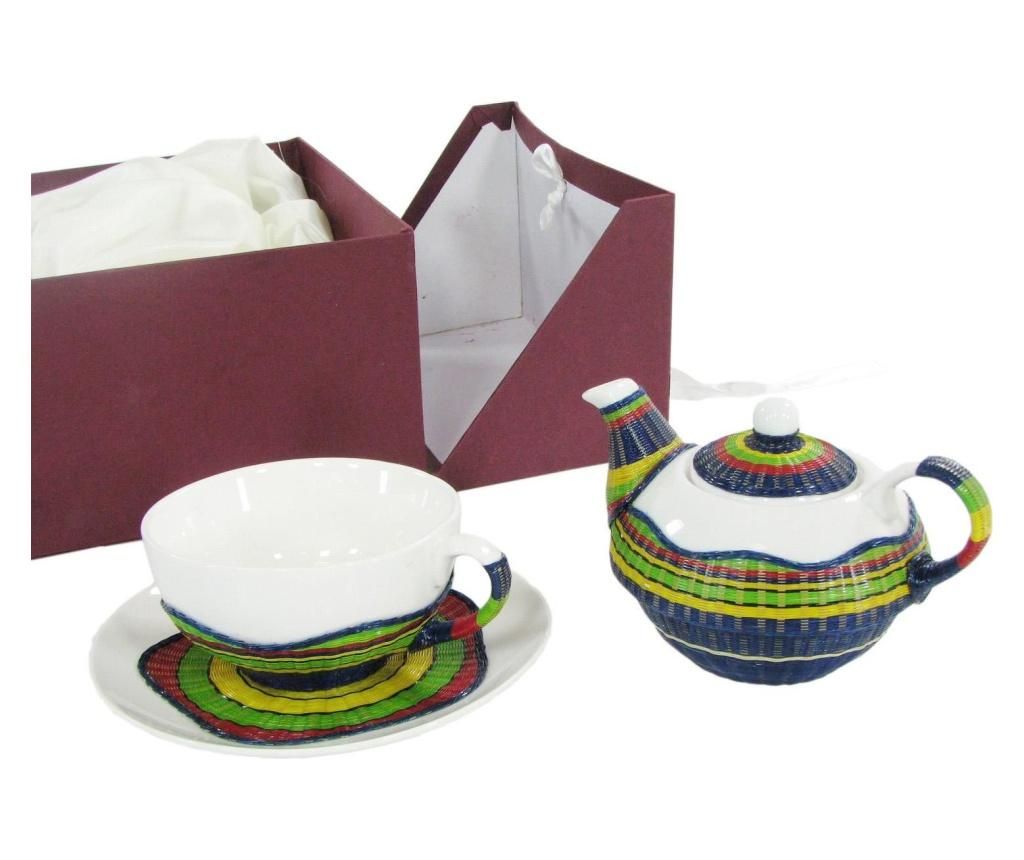 Set ceasca de ceai cu farfurioara si ceainic – VACCHETTI, Verde