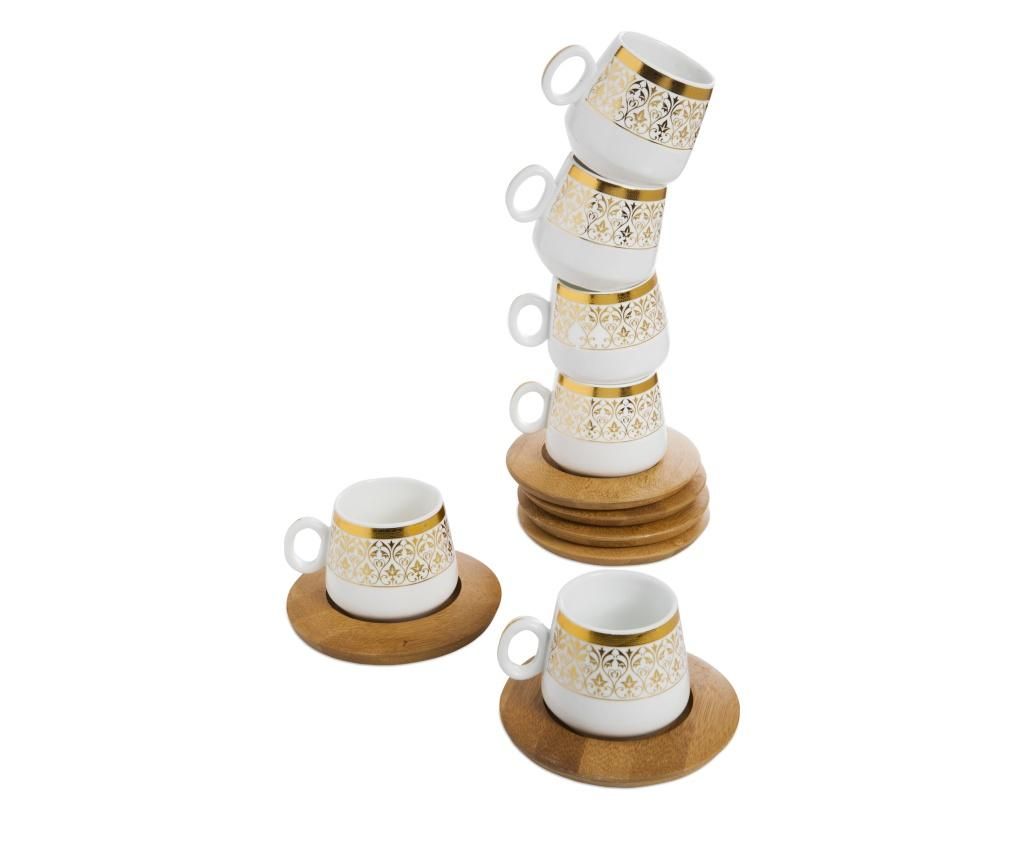 Set 6 cesti de cafea cu farfurioare Ottoman - bambum, Alb