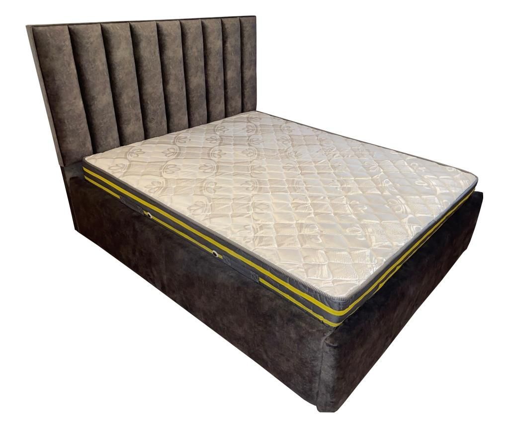 Pat dublu cu somiera, Beds Place, Hampton, Premium, Gri Antracit, 120x200 cm Pat - Beds Place