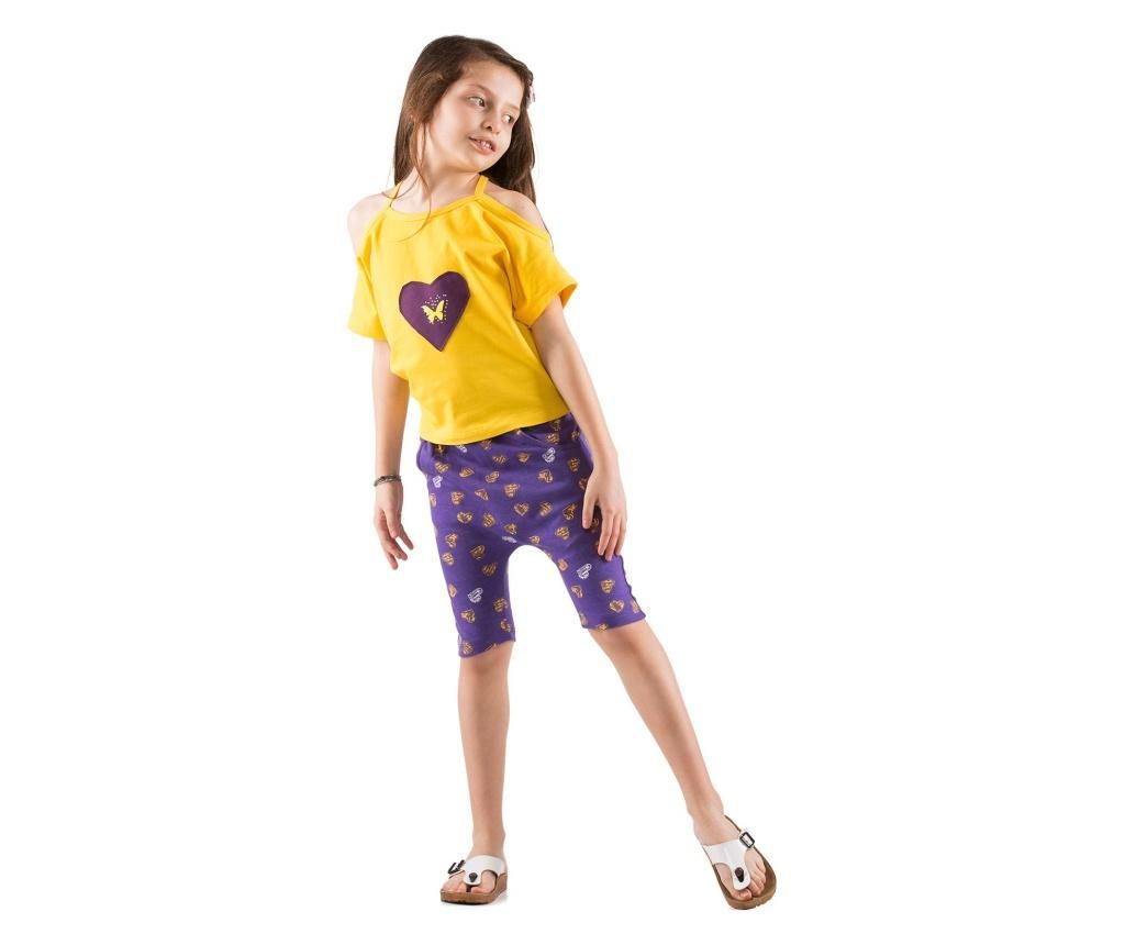 Set pantaloni trei sferturi si tricou Kid’s Choice, galben/mov – Kid’s Choice, Mov Kid's Choice imagine 2022