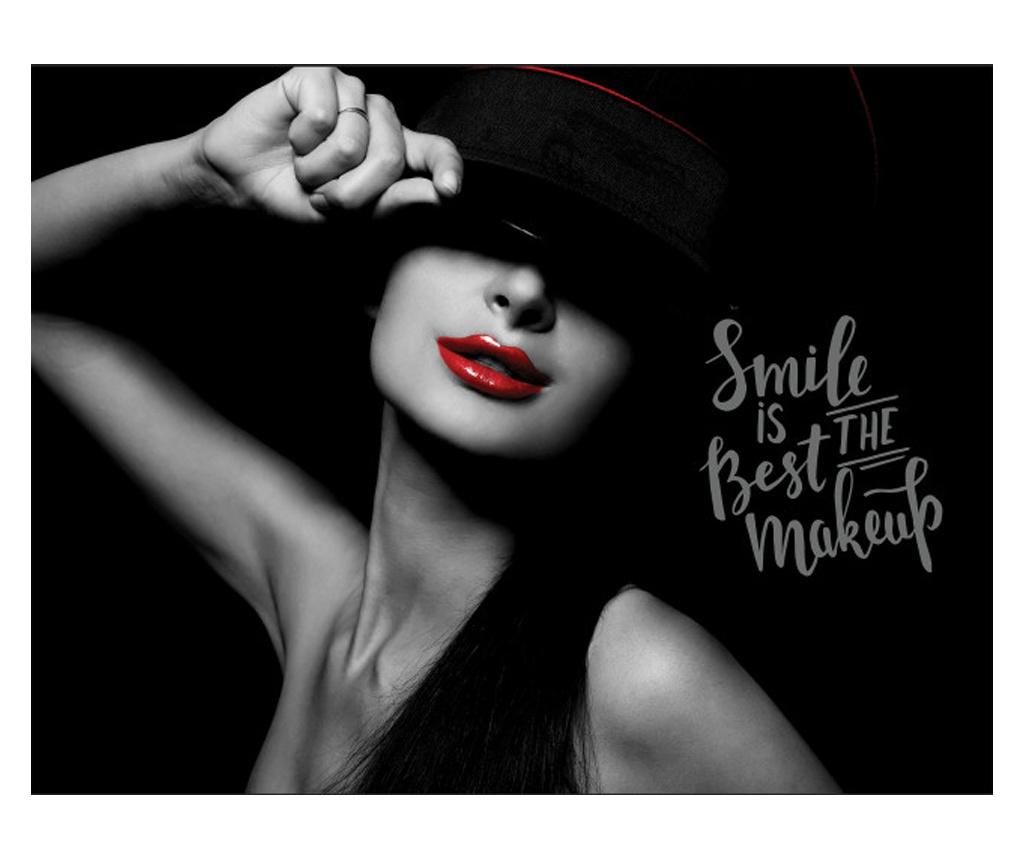 Tablou Motivational - Smile Is The Best Make-up 50x70 cm - DECOSTICK, Multicolor