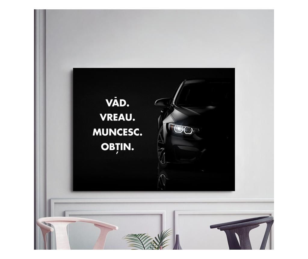 Tablou Motivational - Vad, Muncesc, Obtin 50x70 cm - DECOSTICK, Multicolor