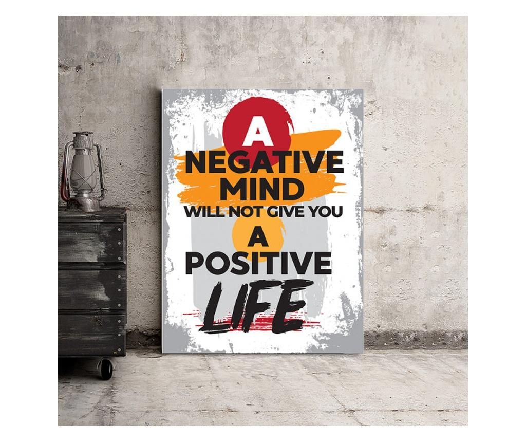 Tablou Motivational - A Negative Mind Will Not Give You A Positive Life 50x70 cm - DECOSTICK, Multicolor