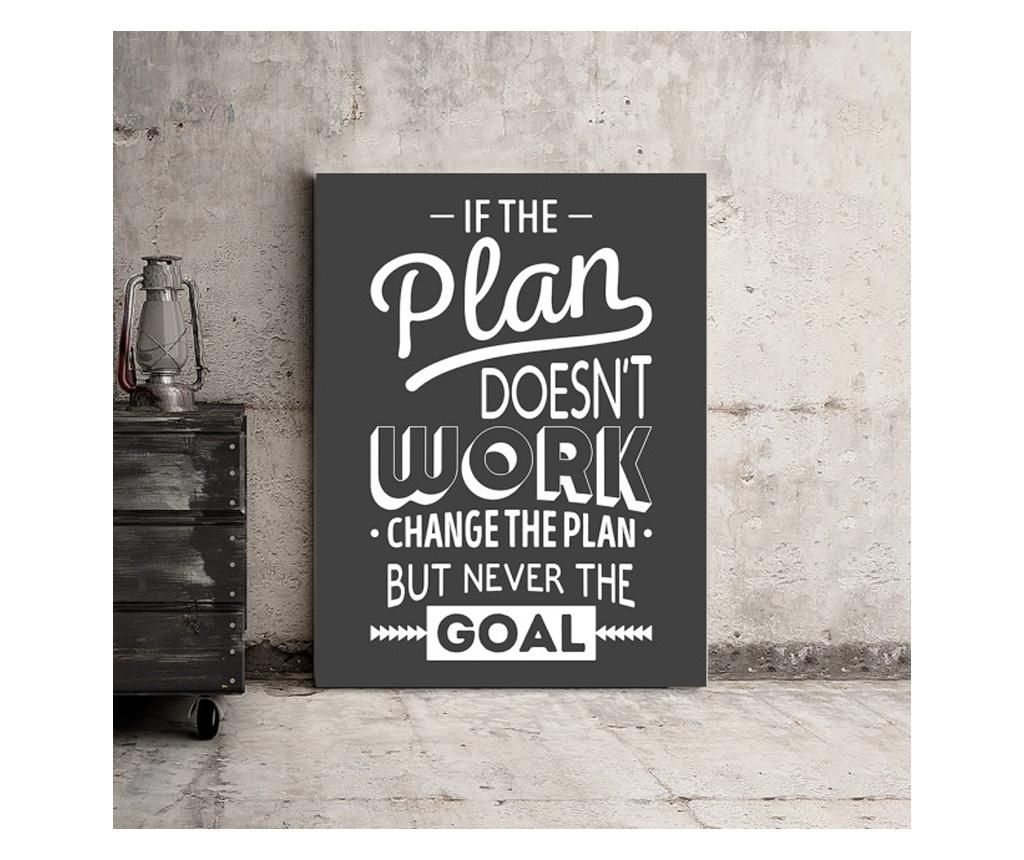 Tablou Motivational - If The Plan Doesn\'t Work (vintage Grey) 50x70 cm - DECOSTICK, Multicolor