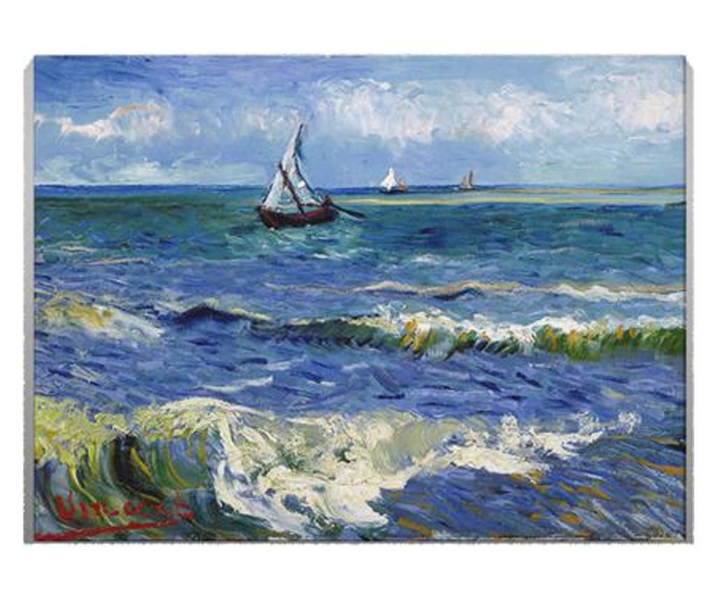 Tablou Canvas Barca Cu Panze Pictura 50x70 cm - DECOSTICK, Multicolor